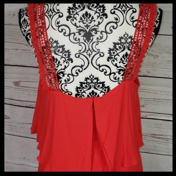 Anthropologie Maeve Red Tisana Crochet Strap Dress - Picture 9 of 12